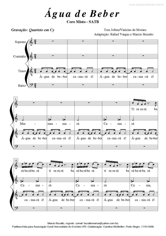 Partitura da música Água de Beber v.4