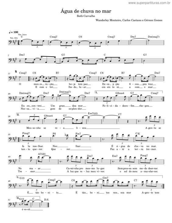Partitura da música Água De Chuva No Mar v.3
