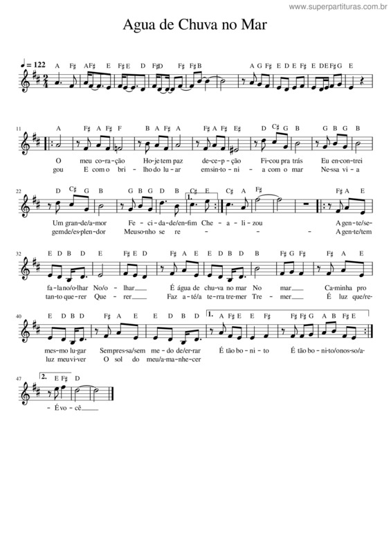 Partitura da música Agua De Chuva No Mar