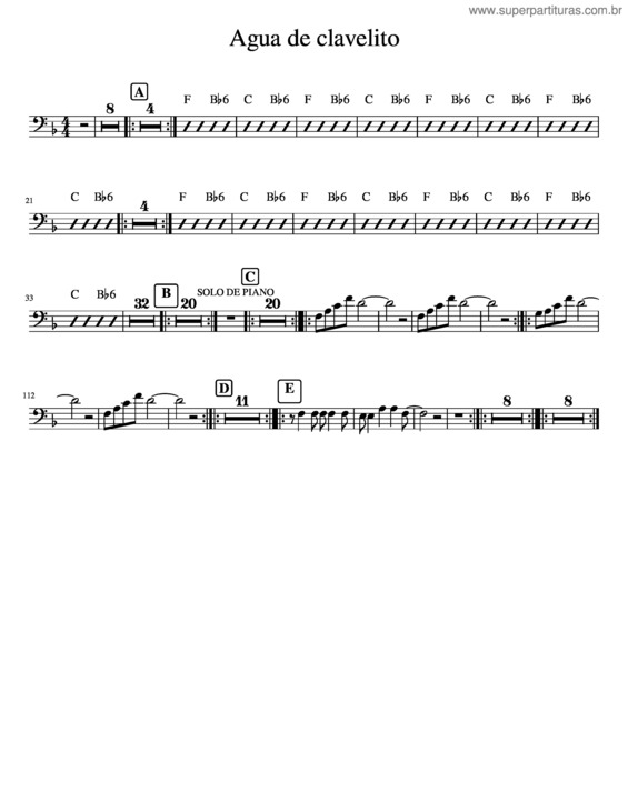 Partitura da música Agua De Clavelito Trombon