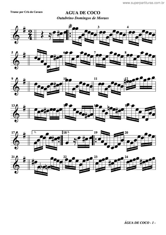 Partitura da música Água De Coco