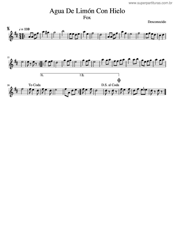 Partitura da música Agua De Limón Con Hielo Fox
