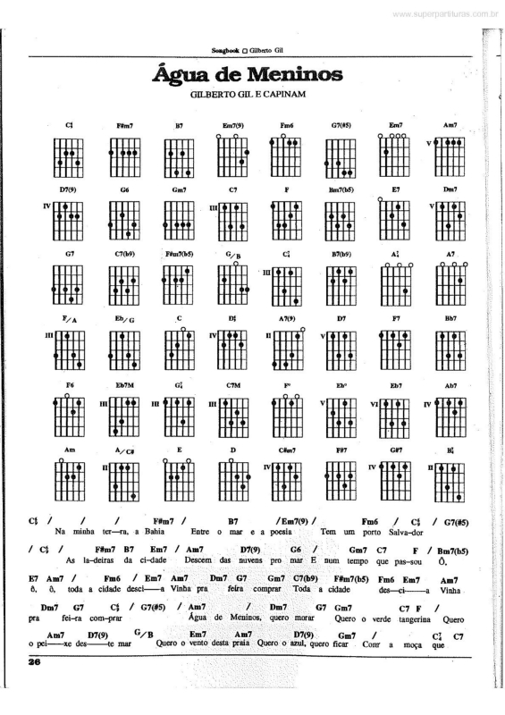 Partitura da música Água de Meninos