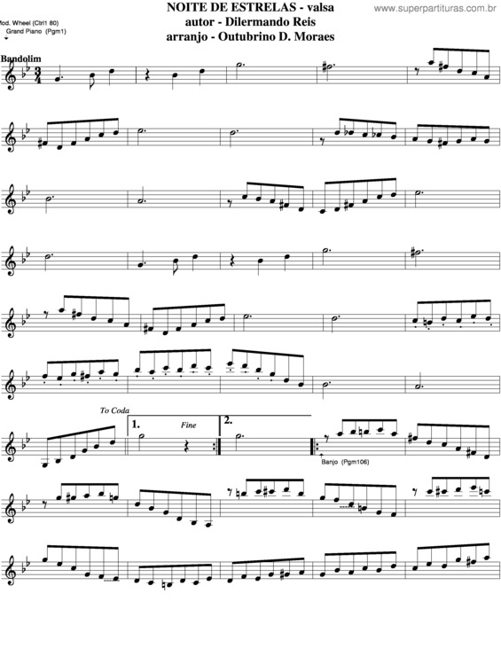 Partitura da música Água De São Pedro