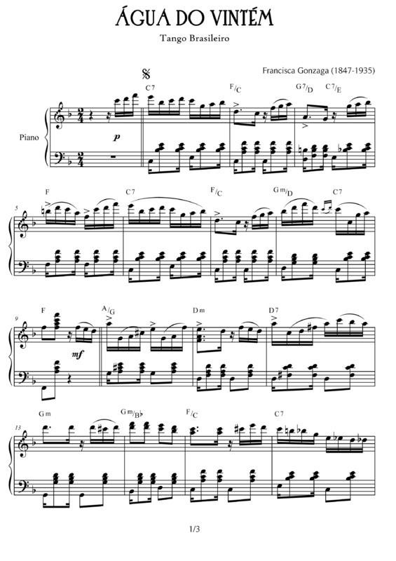 Partitura da música Água do Vintém v.3