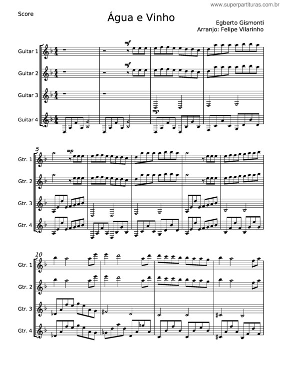 Partitura da música Agua E Vinho – Egberto Gismonti v.2
