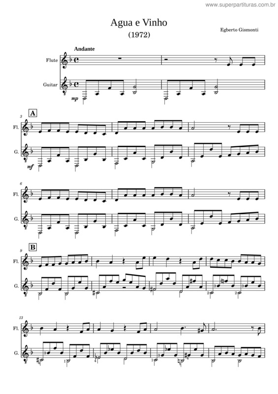 Partitura da música Agua E Vinho – Egberto Gismonti v.3