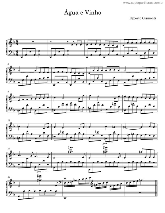 Partitura da música Agua E Vinho – Egberto Gismonti v.6