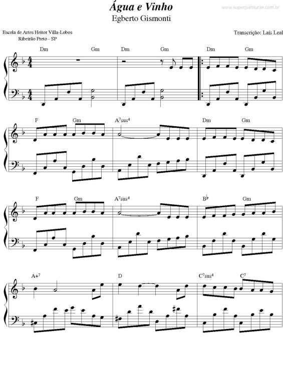 Partitura da música Água E Vinho v.3