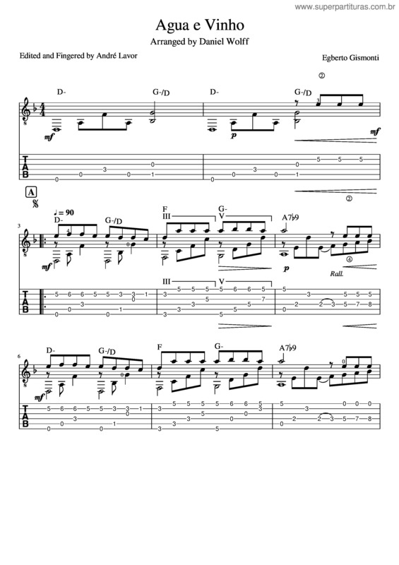 Partitura da música Agua E Vinho v.6
