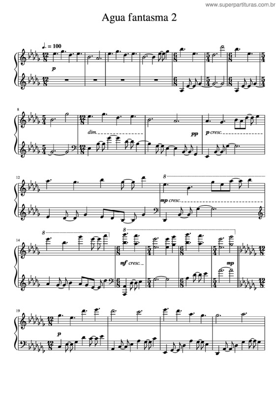 Partitura da música Agua Fantasma 2