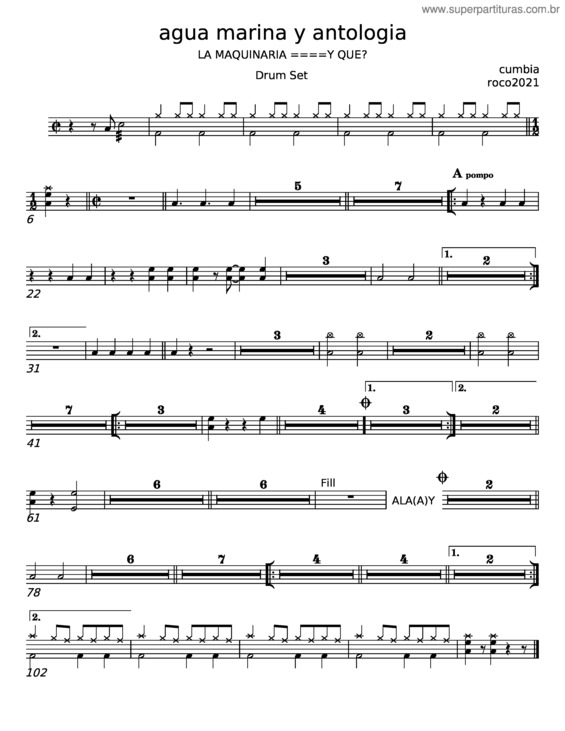 Partitura da música Agua Marina Y Antologia – Misc Unsigned Bands v.2