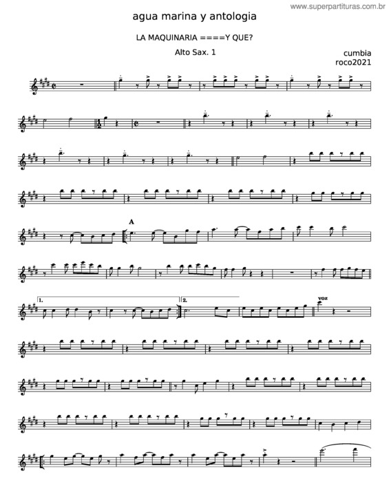 Partitura da música Agua Marina Y Antologia – Misc Unsigned Bands