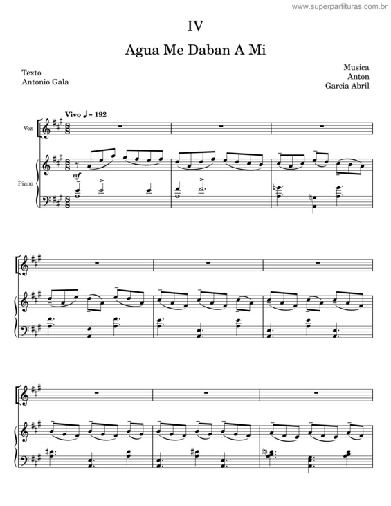 Partitura da música Agua Me Daban A Mi
