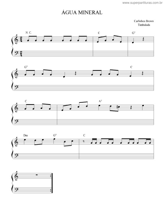 Partitura da música Água Mineral v.2