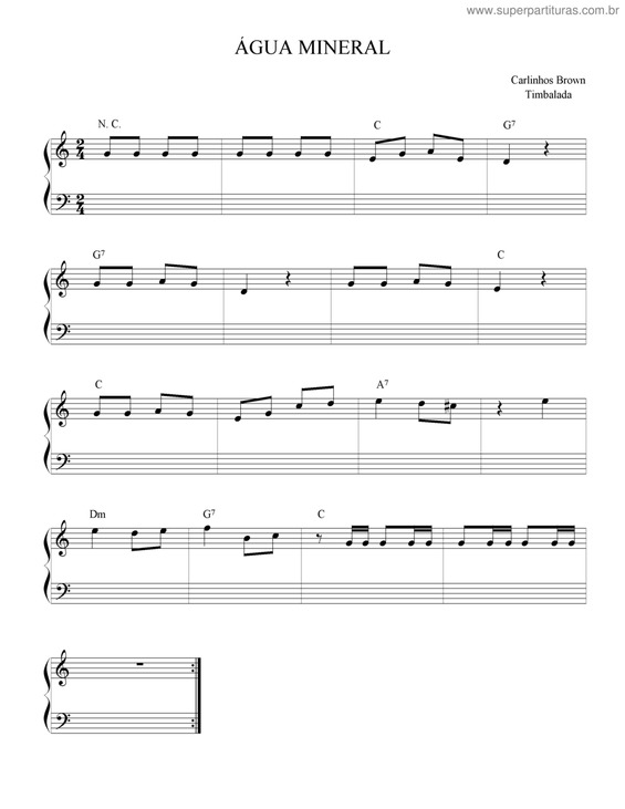 Partitura da música Água Mineral