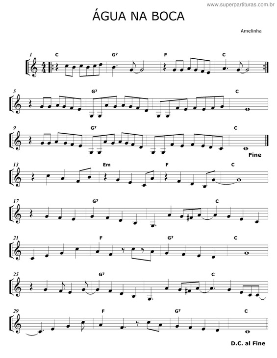 Partitura da música Água Na Boca v.3