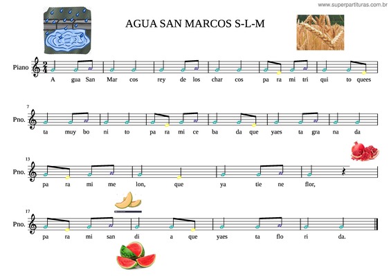 Partitura da música Agua San Marcos S–L–M – Palomabs