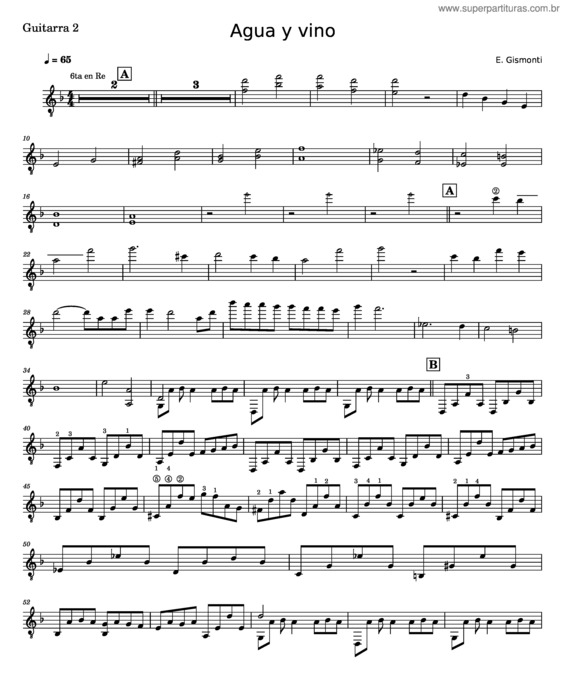 Partitura da música Agua Y Vino – Egberto Gismonti