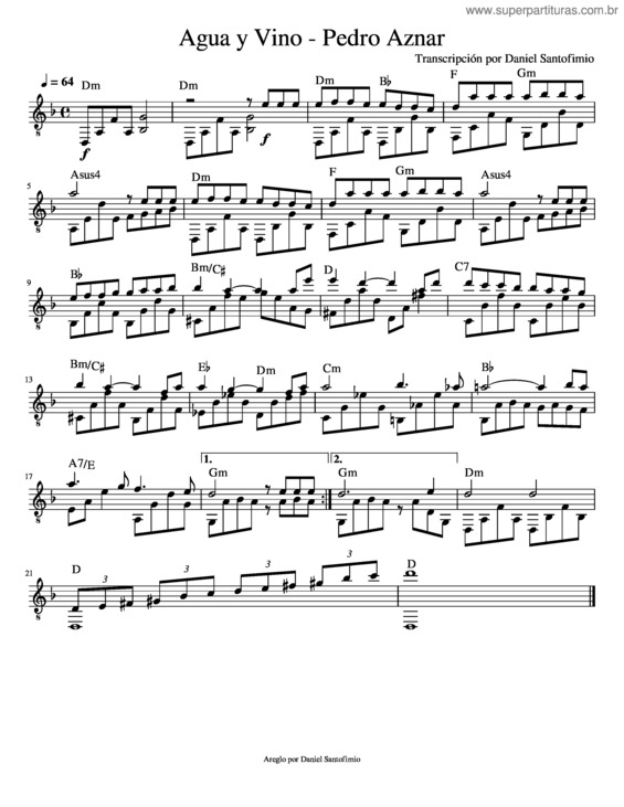 Partitura da música Agua Y Vino