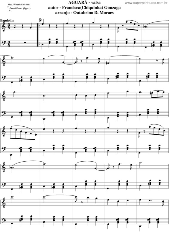 Partitura da música Águará v.3