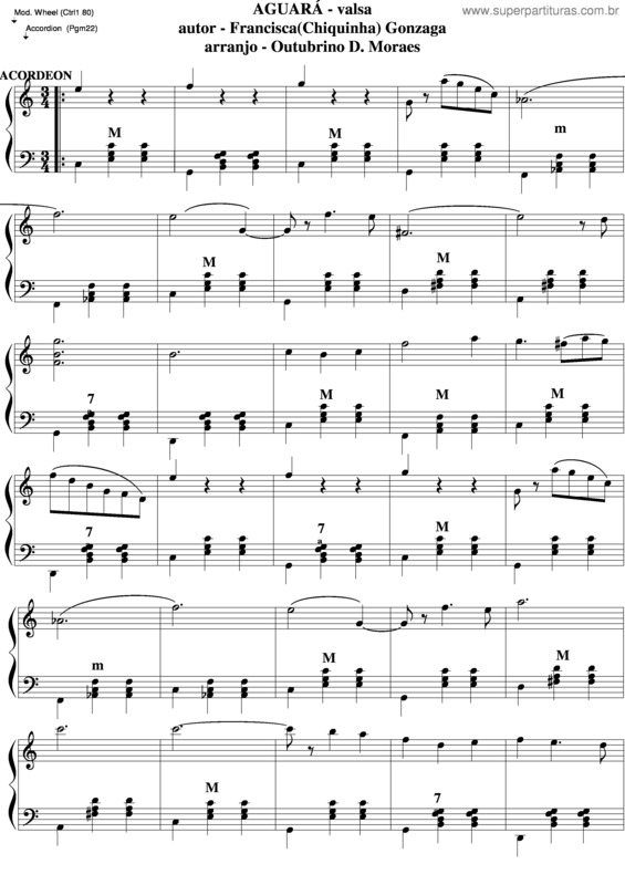 Partitura da música Águará