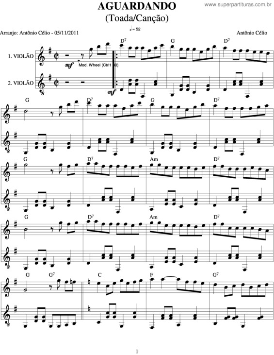 Partitura da música Águardando v.2