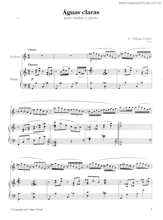 Partitura da música Águas claras