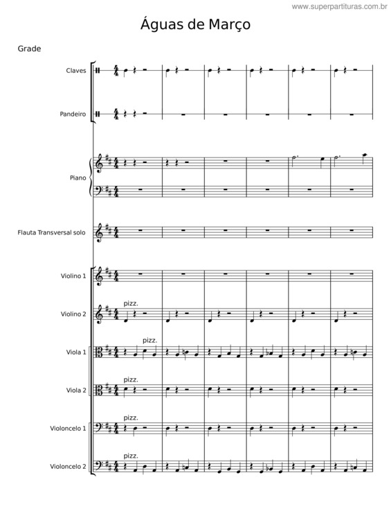 Partitura da música Aguas De Marco – Antônio Carlos Jobim v.3