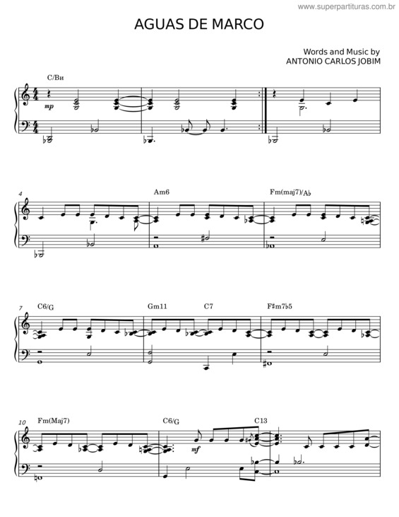 Partitura da música Aguas De Marco – Antonio Carlos Jobim v.4