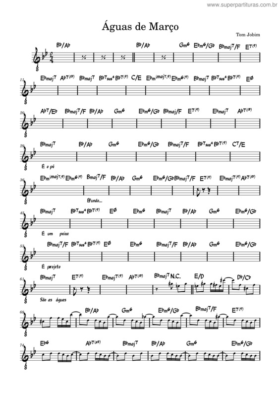 Partitura da música Aguas De Marco – Antônio Carlos Jobim v.5