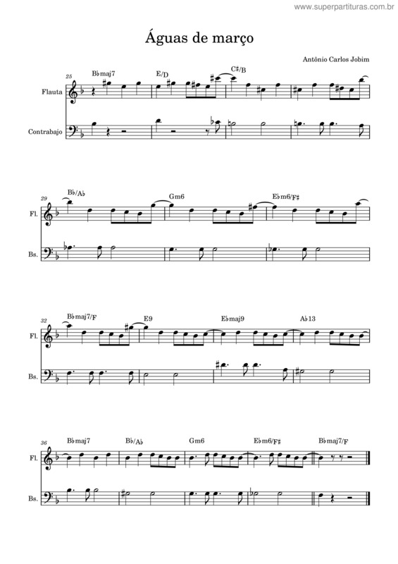 Partitura da música Águas De Março – Antônio Carlos Jobim v.6