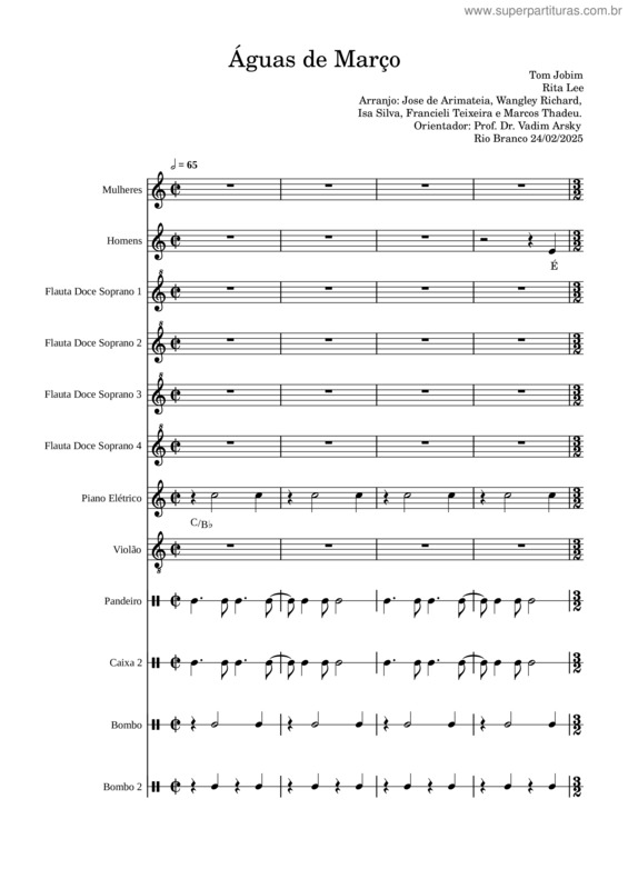 Partitura da música Aguas De Marco – Antônio Carlos Jobim v.7