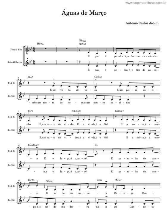 Partitura da música Aguas De Marco – Antônio Carlos Jobim v.8