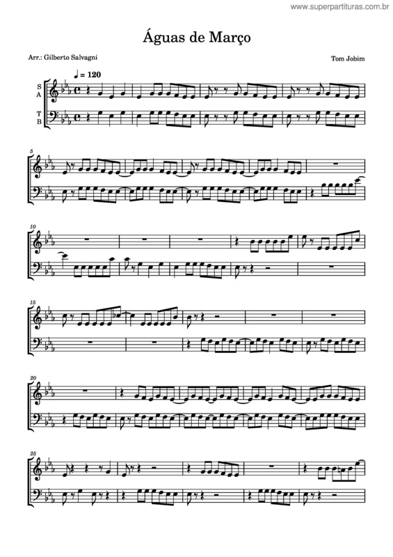 Partitura da música Águas De Março – Tom Jobim v.2