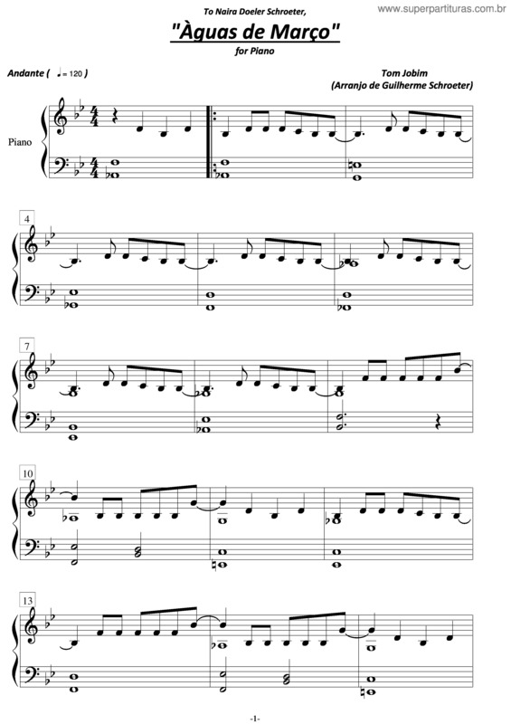 Partitura da música Águas De Março 2