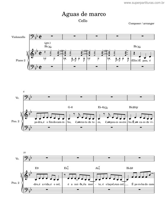 Partitura da música Aguas De Marco Cello