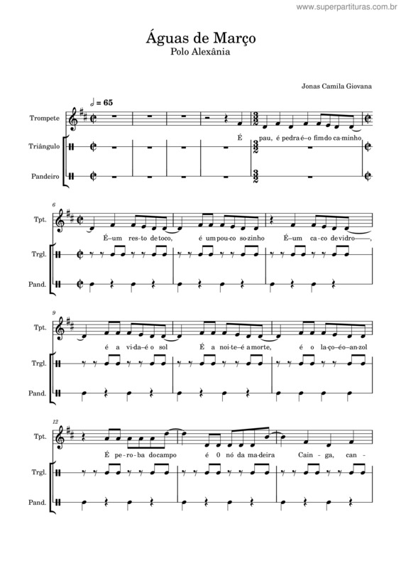 Partitura da música Águas De Março Pólo Alexânia