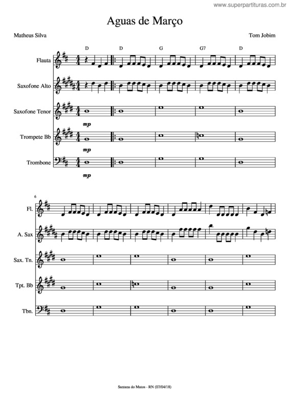 Partitura da música Aguas De Março v.18