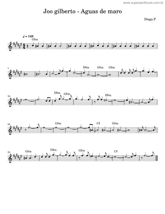 Partitura da música Aguas De Maro