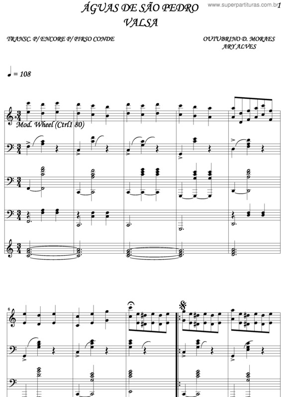 Partitura da música Águas De São Pedro v.2