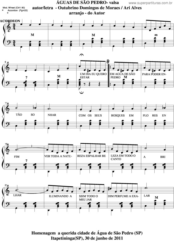 Partitura da música Águas De São Pedro v.3