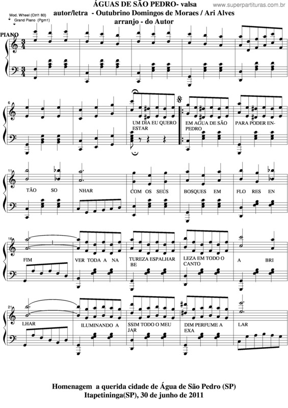 Partitura da música Águas De São Pedro v.5