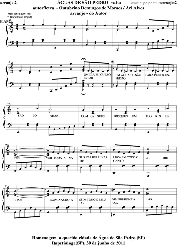 Partitura da música Águas De São Pedro v.6