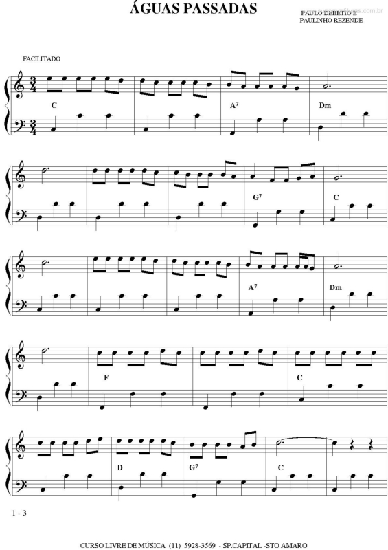 Partitura da música Águas Passadas