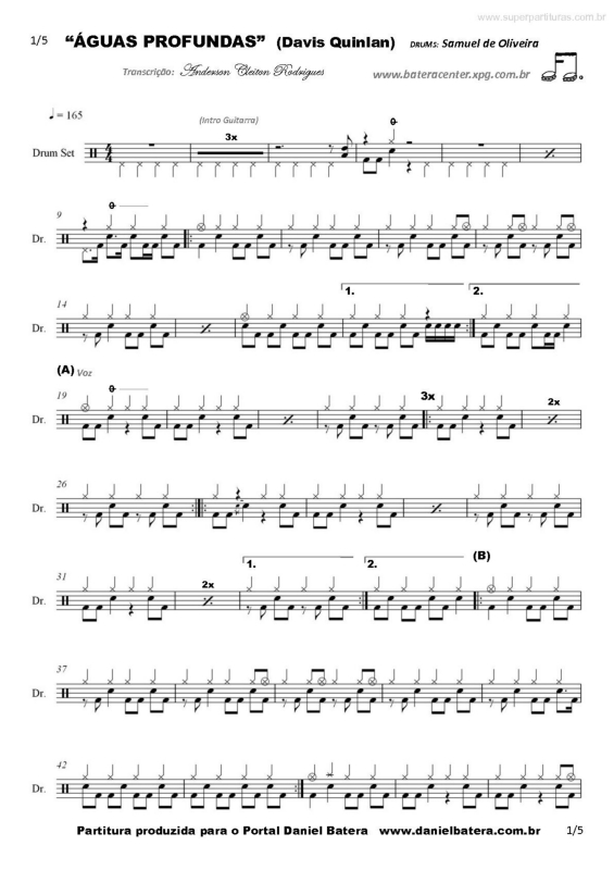 Partitura da música Águas Profundas v.2