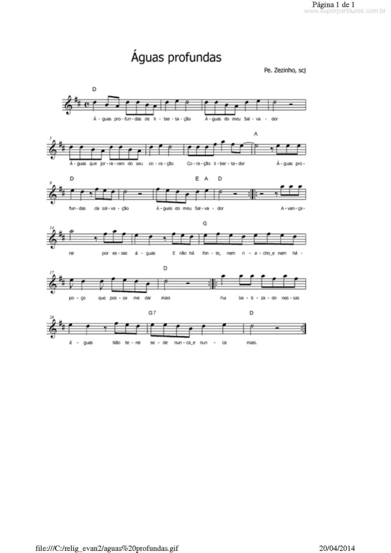 Partitura da música Águas Profundas v.4