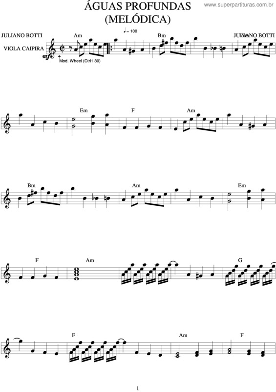 Partitura da música Águas Profundas v.5