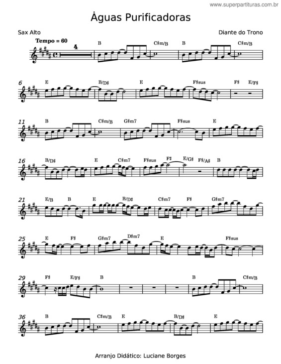 Partitura da música Águas Purificadoras – Diante Do Trono v.2