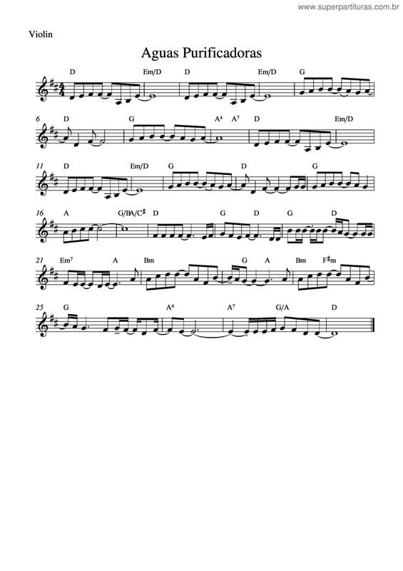 Partitura da música Águas Purificadoras v.3